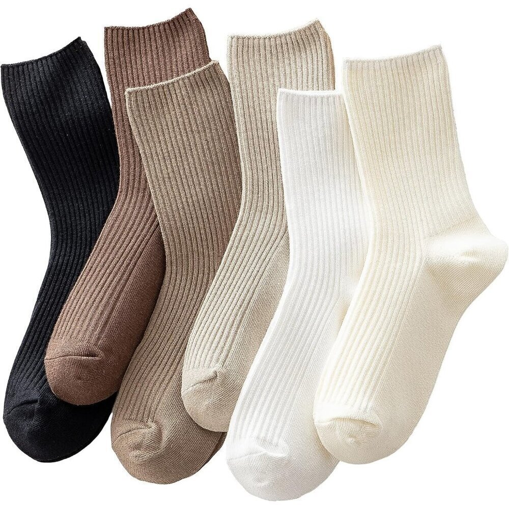 🆕Accfod Neutral Cotton Socks Women White Cute Crew Aesthetic GranolaGirls Socks